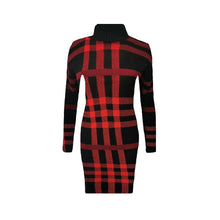 Load image into Gallery viewer, Tartan Print Knitted Polo Neck Midi Dress
