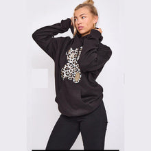 Load image into Gallery viewer, Leopard Print Teddy Bear Graphic Hoodie
