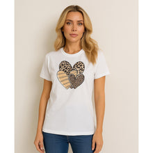 Load image into Gallery viewer, Leopard Print Multi Hearts Graphic T shirt

