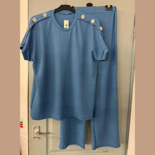 Load image into Gallery viewer, Short Sleeve Gold Button Loungewear
