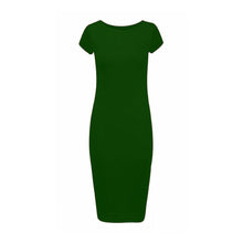 Load image into Gallery viewer, Plain Cap Sleeve Bodycon Fit Midi Dress
