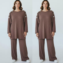Load image into Gallery viewer, Pop Corn Gold Button Loungewear Set
