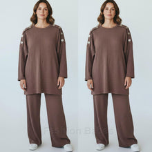 Load image into Gallery viewer, Pop Corn Gold Button Loungewear Set
