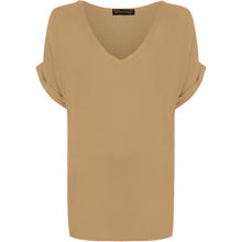 Load image into Gallery viewer, V Neck Turn up Short Sleeve Baggy Top
