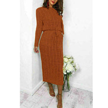 Load image into Gallery viewer, Cable Knitted Tie Belt Midi Jumper Dress
