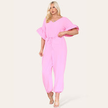 Load image into Gallery viewer, Ruffle Sleeves Frill Tie Jumpsuit
