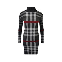 Load image into Gallery viewer, Tartan Print Knitted Polo Neck Midi Dress
