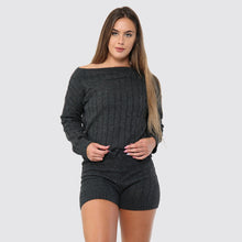 Load image into Gallery viewer, Cable Knitted Loungewear Top &amp; Short Set
