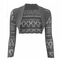 Load image into Gallery viewer, Crochet Thin Knit Long Sleeve Open Shrug
