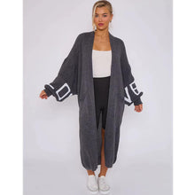Load image into Gallery viewer, LOVE Print Balloon Sleeve Maxi Cardigan
