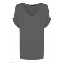 Load image into Gallery viewer, V Neck Turn up Short Sleeve Baggy Top
