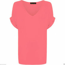 Load image into Gallery viewer, V Neck Turn up Short Sleeve Baggy Top
