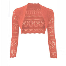 Load image into Gallery viewer, Crochet Thin Knit Long Sleeve Open Shrug
