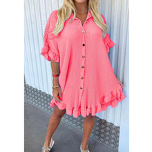 Load image into Gallery viewer, Italian Gold Button Frill Hem &amp; Sleeve Top
