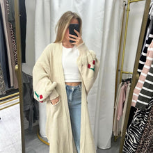 Load image into Gallery viewer, Cherry Print Balloon Sleeve Maxi Cardigan
