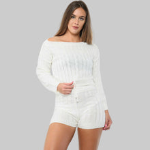 Load image into Gallery viewer, Cable Knitted Loungewear Top &amp; Short Set
