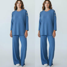 Load image into Gallery viewer, Pop Corn Gold Button Loungewear Set
