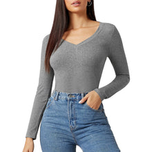 Load image into Gallery viewer, Long Sleeve V Neck Top
