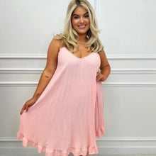 Load image into Gallery viewer, Cami Pleated Sleeveless Frill Swing Flared Long Shirt
