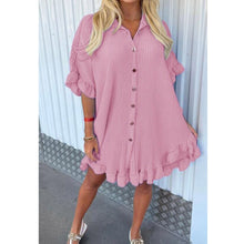 Load image into Gallery viewer, Italian Gold Button Frill Hem &amp; Sleeve Top
