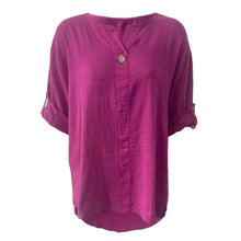 Load image into Gallery viewer, Italian 3/4 Sleeve Turn Up Button Top
