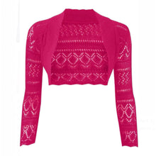 Load image into Gallery viewer, Crochet Thin Knit Long Sleeve Open Shrug
