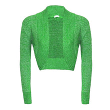 Load image into Gallery viewer, Lurex Knitted Long Sleeve Open Shrug
