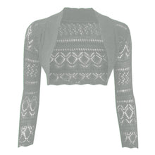 Load image into Gallery viewer, Crochet Thin Knit Long Sleeve Open Shrug
