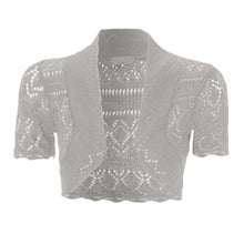 Load image into Gallery viewer, Thin Knit Crochet Short Sleeve Open Shrug
