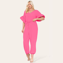 Load image into Gallery viewer, Ruffle Sleeves Frill Tie Jumpsuit
