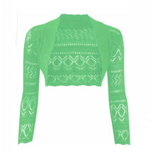 Load image into Gallery viewer, Crochet Thin Knit Long Sleeve Open Shrug
