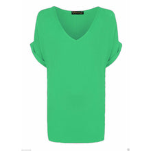 Load image into Gallery viewer, V Neck Turn up Short Sleeve Baggy Top
