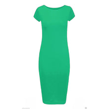 Load image into Gallery viewer, Plain Cap Sleeve Bodycon Fit Midi Dress
