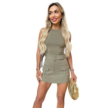 Load image into Gallery viewer, Belted Skort Crew Neck Playsuit
