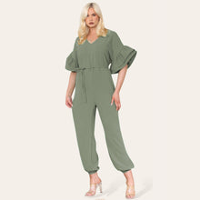 Load image into Gallery viewer, Ruffle Sleeves Frill Tie Jumpsuit

