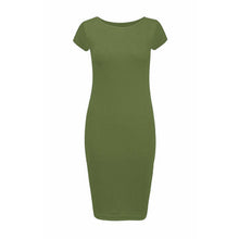 Load image into Gallery viewer, Plain Cap Sleeve Bodycon Fit Midi Dress

