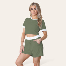 Load image into Gallery viewer, Ribbed Contrast Waistband Top and Short Set
