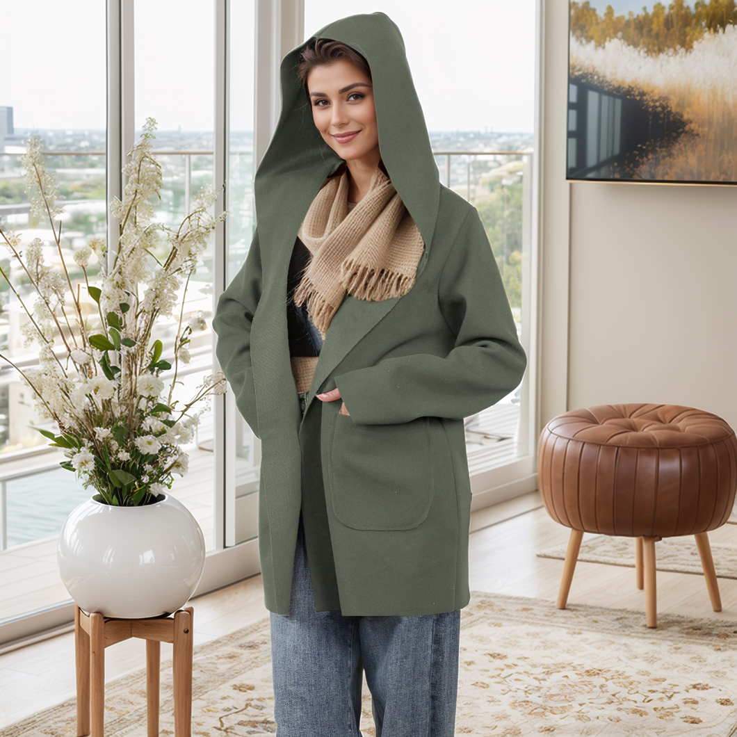 Italian Style Open Front Hooded Jacket