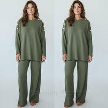 Load image into Gallery viewer, Pop Corn Gold Button Loungewear Set
