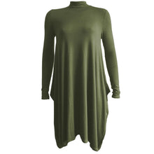 Load image into Gallery viewer, Polo Turtle Neck Hanky Hem Midi Dress
