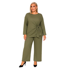 Load image into Gallery viewer, Side Tie Knot Long Sleeve Loungewear Set
