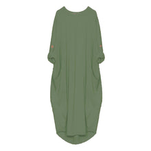 Load image into Gallery viewer, Italian Lagenlook Quirky Turn Up Button Midi Dress
