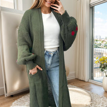 Load image into Gallery viewer, Cherry Print Balloon Sleeve Maxi Cardigan
