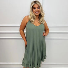 Load image into Gallery viewer, Cami Pleated Sleeveless Frill Swing Flared Long Shirt
