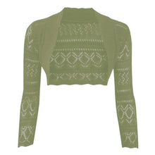 Load image into Gallery viewer, Crochet Thin Knit Long Sleeve Open Shrug

