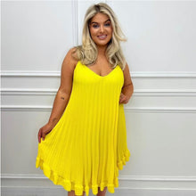 Load image into Gallery viewer, Cami Pleated Sleeveless Frill Swing Flared Long Shirt
