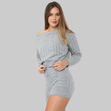 Load image into Gallery viewer, Cable Knitted Loungewear Top &amp; Short Set
