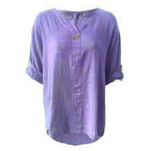 Load image into Gallery viewer, Italian 3/4 Sleeve Turn Up Button Top
