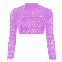 Load image into Gallery viewer, Crochet Thin Knit Long Sleeve Open Shrug
