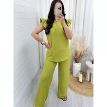 Load image into Gallery viewer, 2PCS Pop Corn Frill Short Sleeve Loungewear
